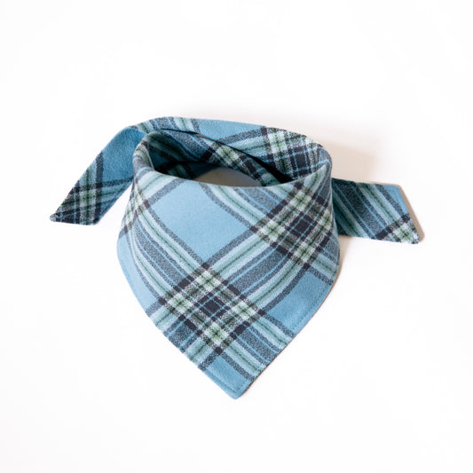 Frozen Blue Plaid Organic Flannel Bandana