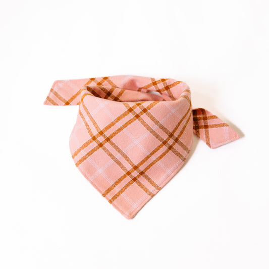 Peach Plaid Flannel Bandana