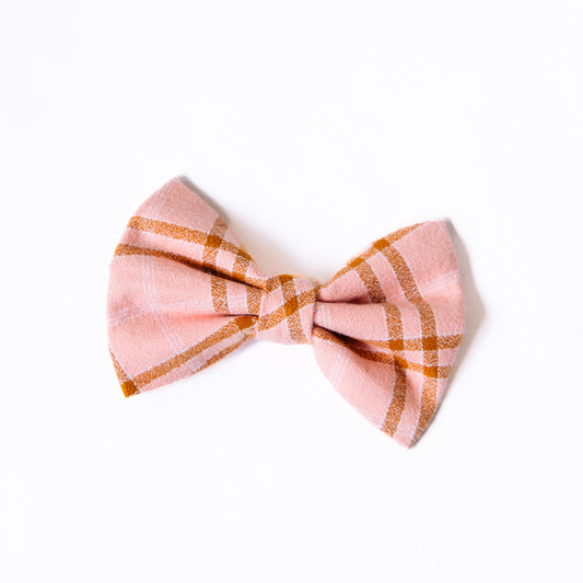 Peach Plaid Flannel Bow tie