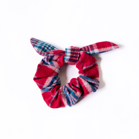 Crimson Plaid Organic Flannel Scrunchie