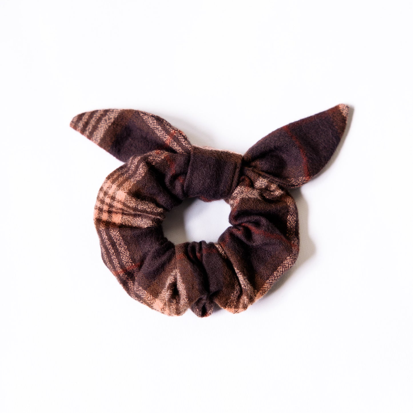 Cocoa Plaid Flannel Scrunchie