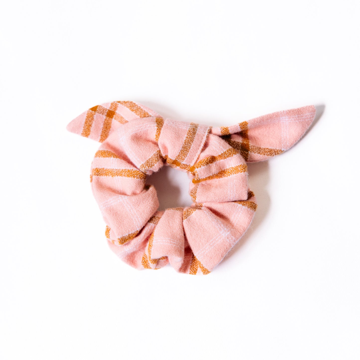 Peach Plaid Flannel Scrunchie