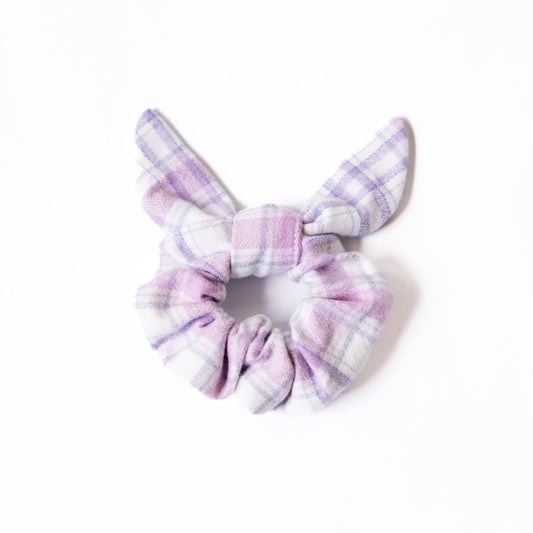 Lilac Plaid Flannel Scrunchie