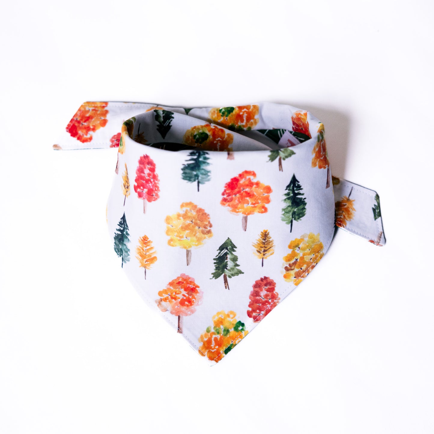 Tripps Favourite Watercolour Fall Trees Reversible with arrow on forest green Bandana