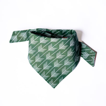 Tripps Favourite Watercolour Fall Trees Reversible with arrow on forest green Bandana