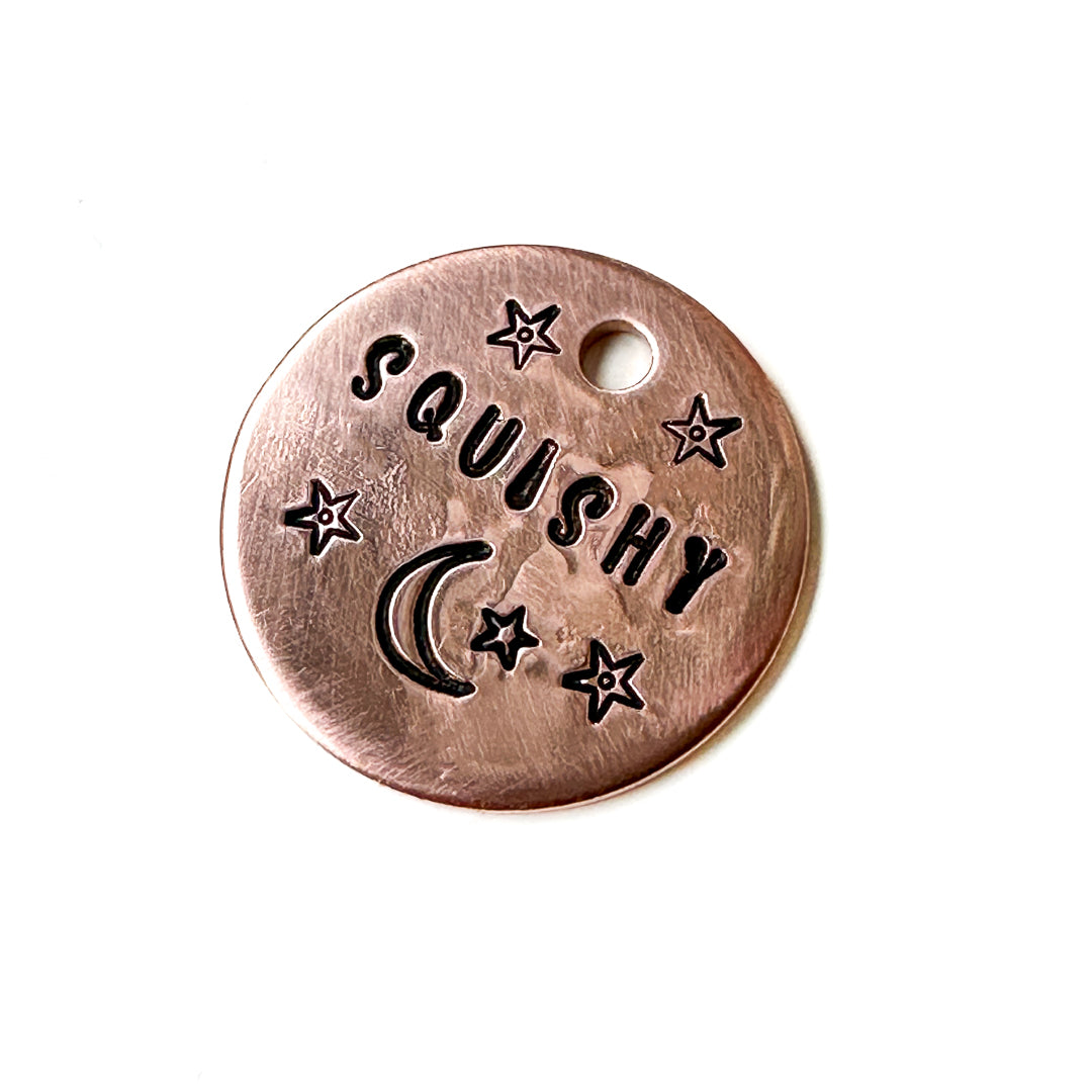 Quarter Moon with Stars Metal Tag