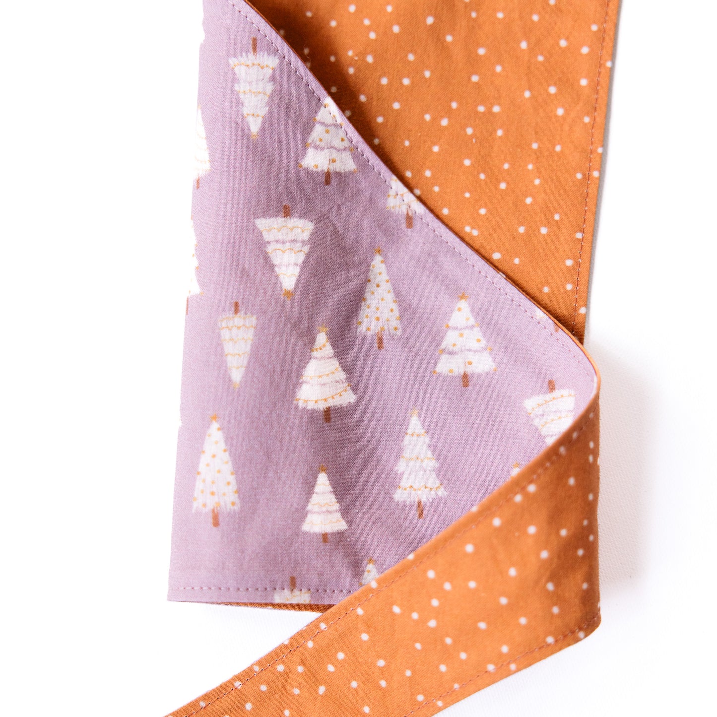 White Trees on Lavender and reversible Boho Snow Speckle on Copper Bandana