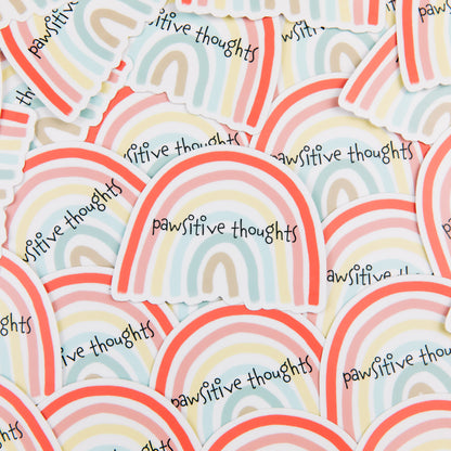 Pawsitive Thoughts Rainbow Sticker