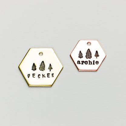 Three trees Hexagon Metal Tag