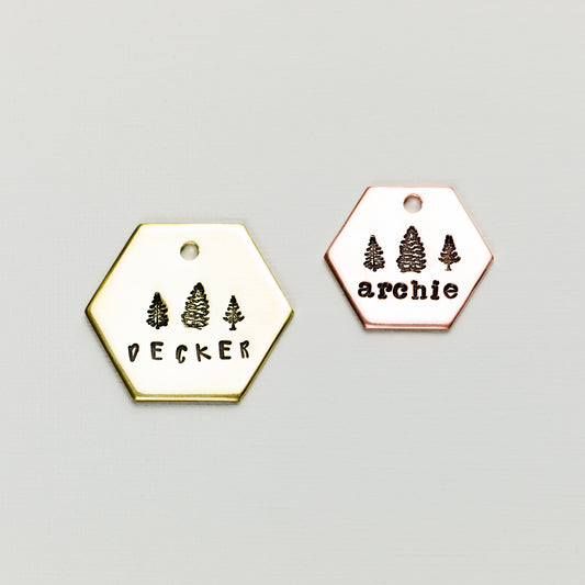 Three trees Hexagon Metal Tag