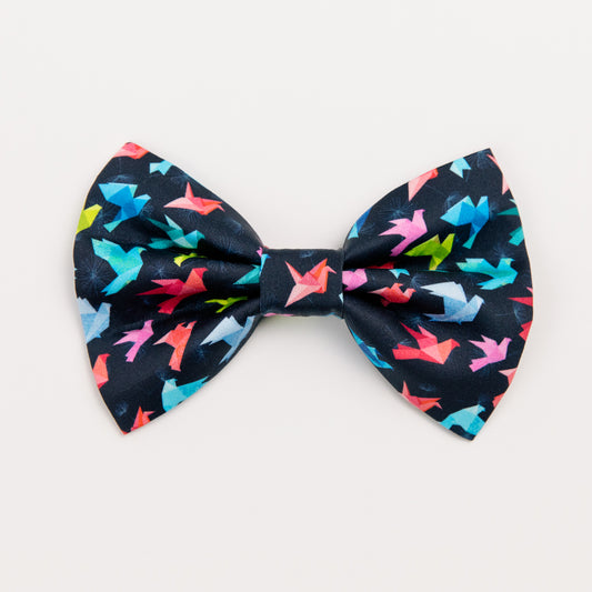 Navy Origami Bird Bow tie