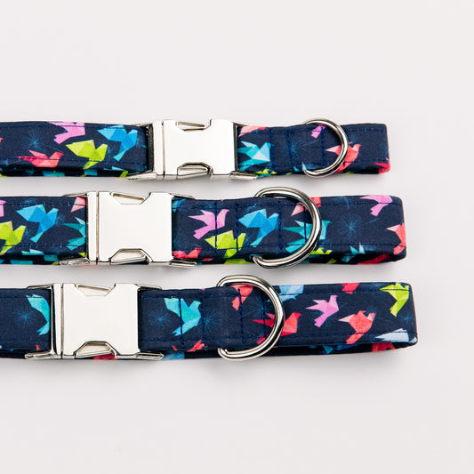 Navy Origami Birds Collar