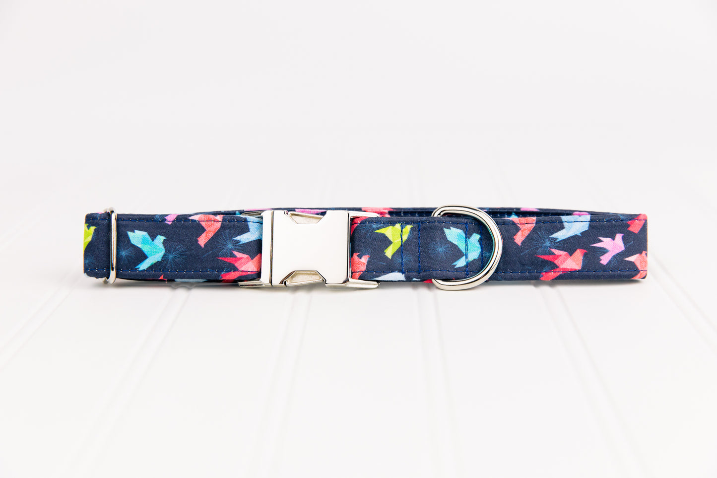 Navy Origami Birds Collar